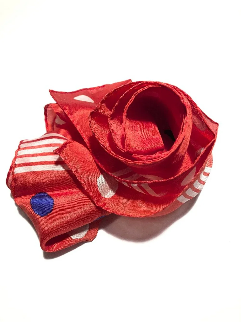 Vintage All-Silk Polka Dot Oblong Scarf